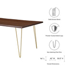 Table de salle à manger 244 cm en bois d'acacia massif – Crème/Doré et Noir, 10 places