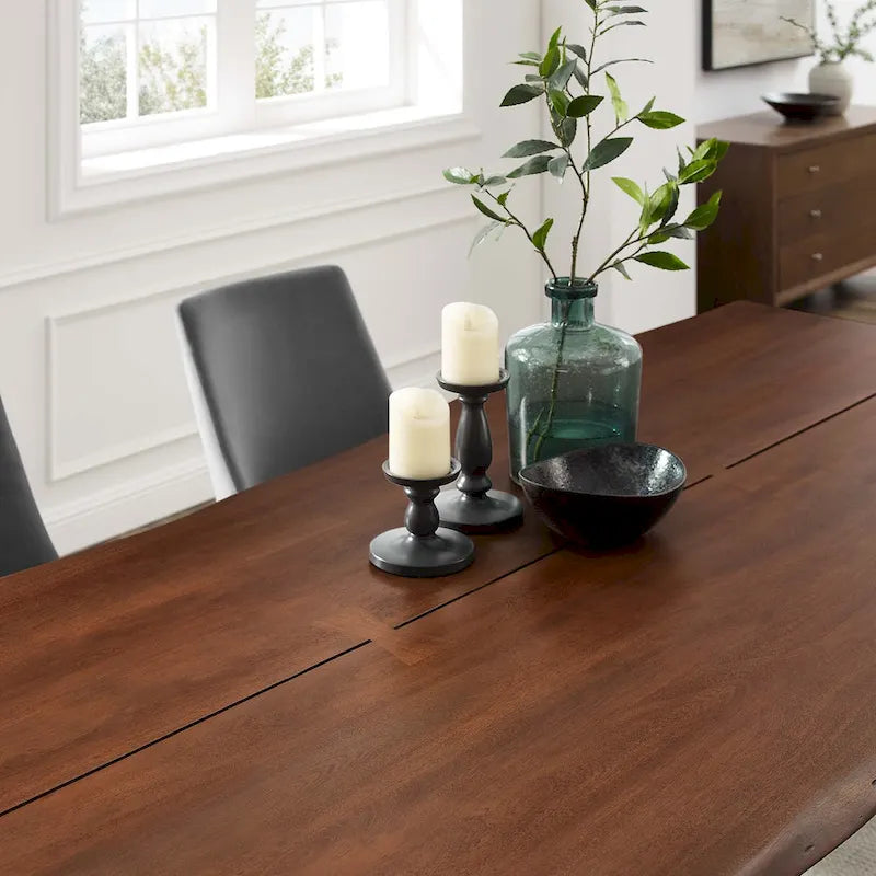 Table de salle à manger 244 cm en bois d'acacia massif – Crème/Doré et Noir, 10 places