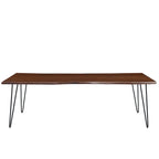 Table de salle à manger 244 cm en bois d'acacia massif – Crème/Doré et Noir, 10 places