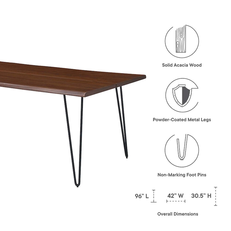 Table de salle à manger 244 cm en bois d'acacia massif – Crème/Doré et Noir, 10 places