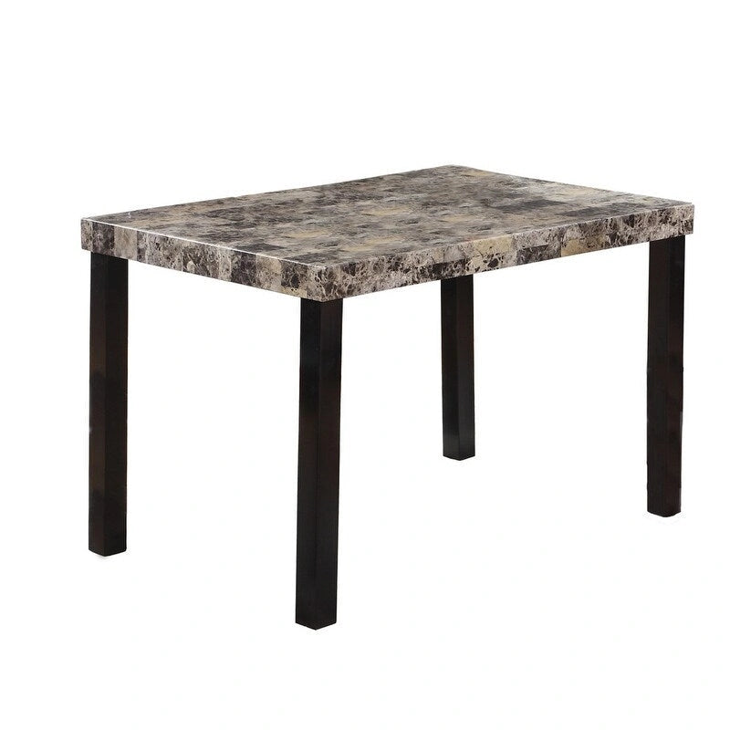 Table à manger rectangulaire en faux marbre marron, 4 places