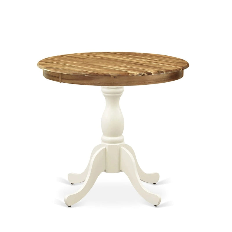Table de salle à manger ronde, naturel/lin blanc, 2 places