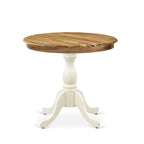 Table de salle à manger ronde, naturel/lin blanc, 2 places