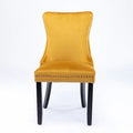 Chaise de salle à manger en velours à dossier haut, lot de 2 — Doré / Gris / Noir / Bleu / Beige