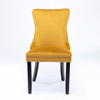 Chaise de salle à manger en velours à dossier haut, lot de 2 — Doré / Gris / Noir / Bleu / Beige
