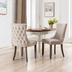 Chaise de salle à manger en velours à dossier haut, lot de 2 — Doré / Gris / Noir / Bleu / Beige