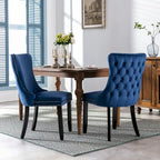 Chaise de salle à manger en velours à dossier haut, lot de 2 — Doré / Gris / Noir / Bleu / Beige