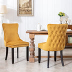 Chaise de salle à manger en velours à dossier haut, lot de 2 — Doré / Gris / Noir / Bleu / Beige