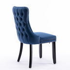 Chaise de salle à manger en velours à dossier haut, lot de 2 — Doré / Gris / Noir / Bleu / Beige