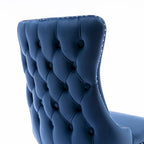 Chaise de salle à manger en velours à dossier haut, lot de 2 — Doré / Gris / Noir / Bleu / Beige