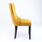 Chaise de salle à manger en velours à dossier haut, lot de 2 — Doré / Gris / Noir / Bleu / Beige