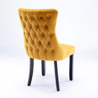 Chaise de salle à manger en velours à dossier haut, lot de 2 — Doré / Gris / Noir / Bleu / Beige