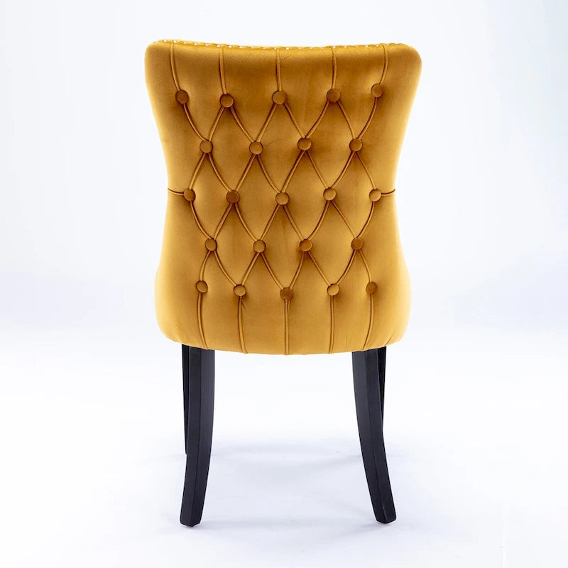 Chaise de salle à manger en velours à dossier haut, lot de 2 — Doré / Gris / Noir / Bleu / Beige