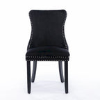 Chaise de salle à manger en velours à dossier haut, lot de 2 — Doré / Gris / Noir / Bleu / Beige