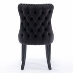 Chaise de salle à manger en velours à dossier haut, lot de 2 — Doré / Gris / Noir / Bleu / Beige