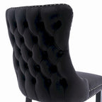 Chaise de salle à manger en velours à dossier haut, lot de 2 — Doré / Gris / Noir / Bleu / Beige