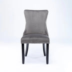 Chaise de salle à manger en velours à dossier haut, lot de 2 — Doré / Gris / Noir / Bleu / Beige