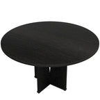 Table de salle à manger ronde à pied central marron pour 4 personnes, bois composite, 100 cm