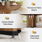 Table de salle à manger ronde à pied central marron pour 4 personnes, bois composite, 100 cm