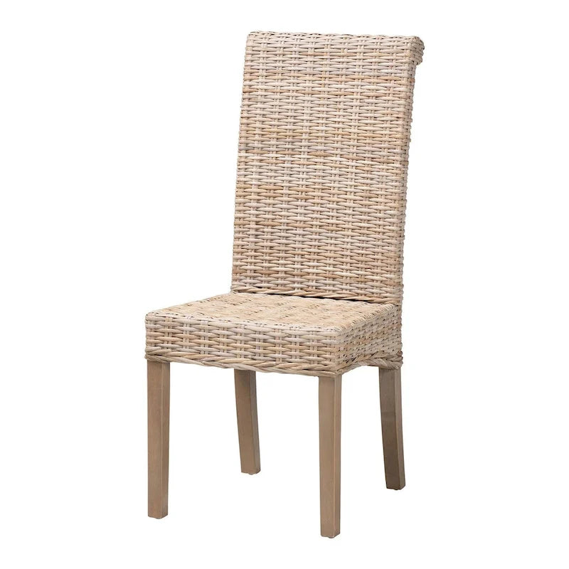 Chaise de salle à manger Bohème en Rotin - Kubu Gris & Taupe Rustique - Unité
