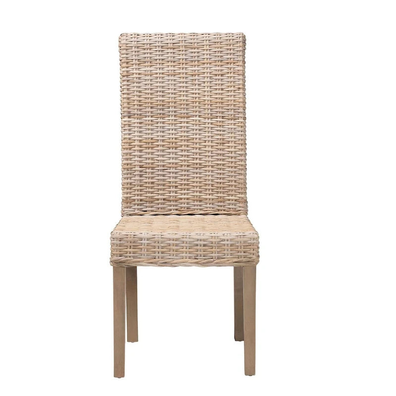 Chaise de salle à manger Bohème en Rotin - Kubu Gris & Taupe Rustique - Unité