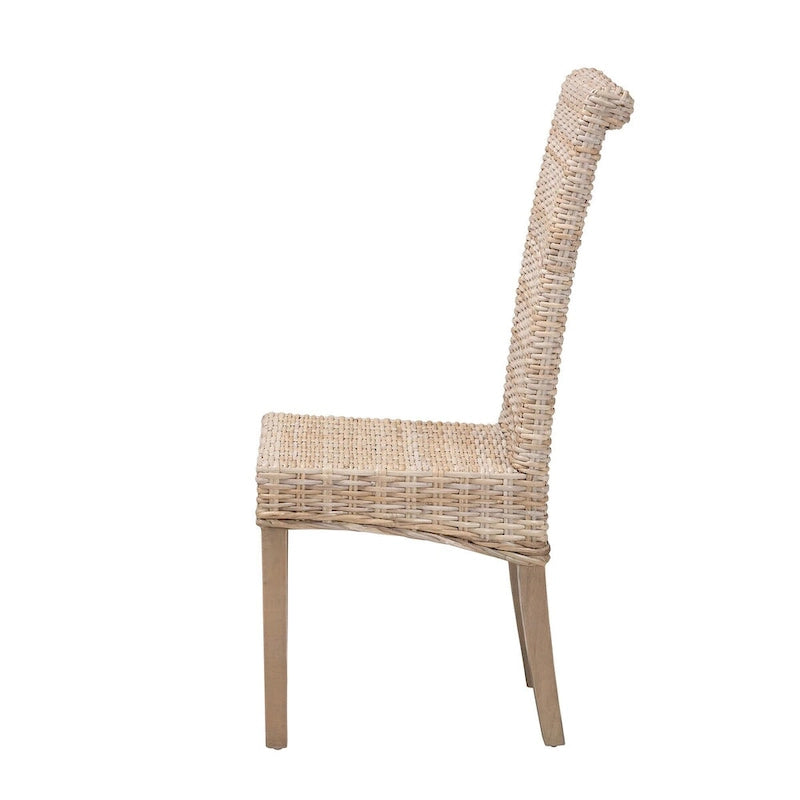 Chaise de salle à manger Bohème en Rotin - Kubu Gris & Taupe Rustique - Unité