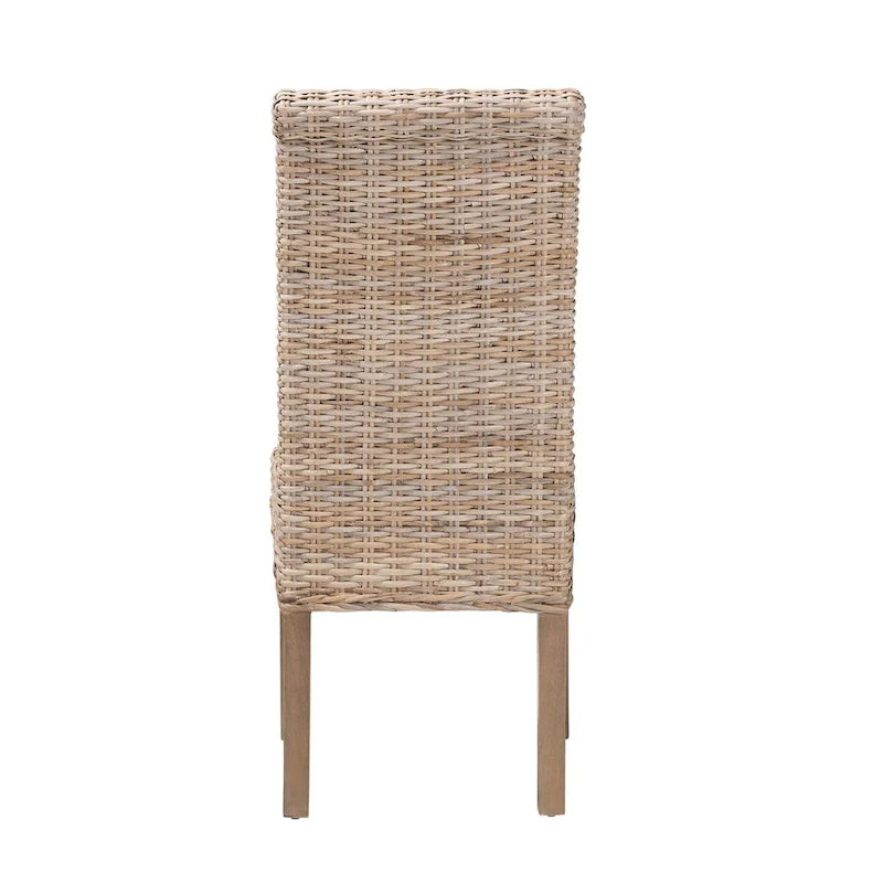 Chaise de salle à manger Bohème en Rotin - Kubu Gris & Taupe Rustique - Unité