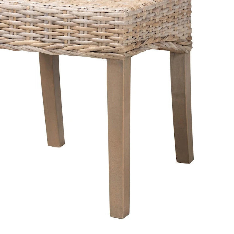 Chaise de salle à manger Bohème en Rotin - Kubu Gris & Taupe Rustique - Unité