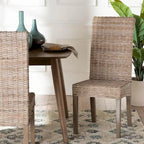 Chaise de salle à manger Bohème en Rotin - Kubu Gris & Taupe Rustique - Unité