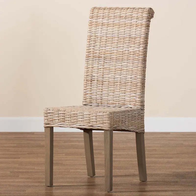 Chaise de salle à manger Bohème en Rotin - Kubu Gris & Taupe Rustique - Unité