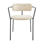 Chaise de salle à manger avec accoudoirs en tissu chenille crème/gris, lot de 2
