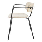 Chaise de salle à manger avec accoudoirs en tissu chenille crème/gris, lot de 2