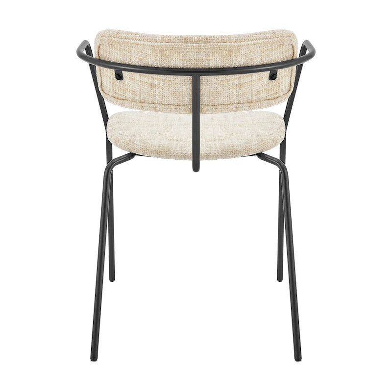Chaise de salle à manger avec accoudoirs en tissu chenille crème/gris, lot de 2
