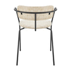Chaise de salle à manger avec accoudoirs en tissu chenille crème/gris, lot de 2
