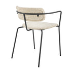 Chaise de salle à manger avec accoudoirs en tissu chenille crème/gris, lot de 2