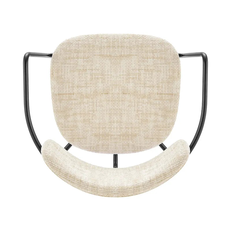 Chaise de salle à manger avec accoudoirs en tissu chenille crème/gris, lot de 2