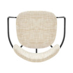 Chaise de salle à manger avec accoudoirs en tissu chenille crème/gris, lot de 2