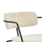 Chaise de salle à manger avec accoudoirs en tissu chenille crème/gris, lot de 2