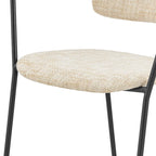 Chaise de salle à manger avec accoudoirs en tissu chenille crème/gris, lot de 2