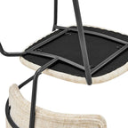 Chaise de salle à manger avec accoudoirs en tissu chenille crème/gris, lot de 2