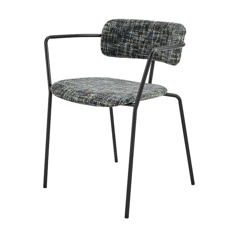 Chaise de salle à manger avec accoudoirs en tissu chenille crème/gris, lot de 2