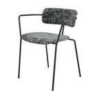 Chaise de salle à manger avec accoudoirs en tissu chenille crème/gris, lot de 2