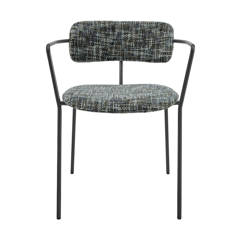 Chaise de salle à manger avec accoudoirs en tissu chenille crème/gris, lot de 2
