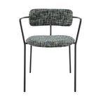 Chaise de salle à manger avec accoudoirs en tissu chenille crème/gris, lot de 2