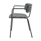 Chaise de salle à manger avec accoudoirs en tissu chenille crème/gris, lot de 2