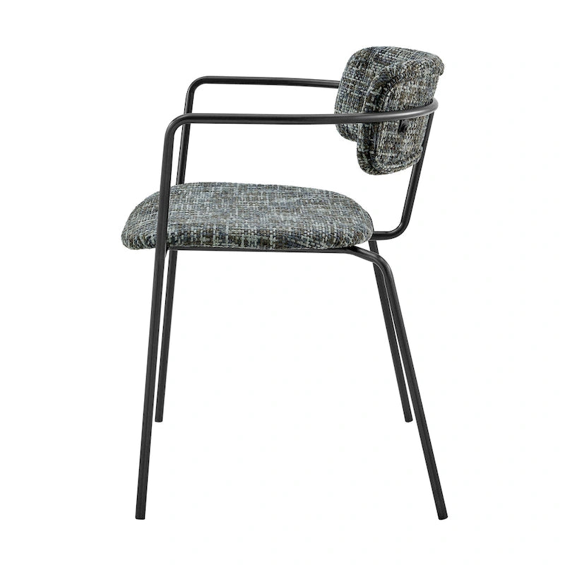 Chaise de salle à manger avec accoudoirs en tissu chenille crème/gris, lot de 2