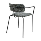 Chaise de salle à manger avec accoudoirs en tissu chenille crème/gris, lot de 2