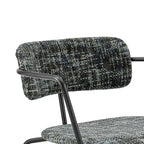 Chaise de salle à manger avec accoudoirs en tissu chenille crème/gris, lot de 2