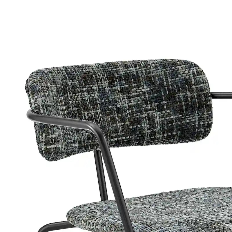 Chaise de salle à manger avec accoudoirs en tissu chenille crème/gris, lot de 2