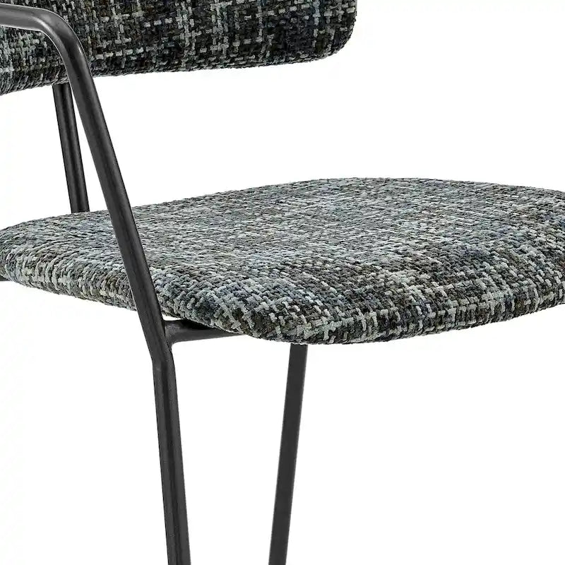 Chaise de salle à manger avec accoudoirs en tissu chenille crème/gris, lot de 2
